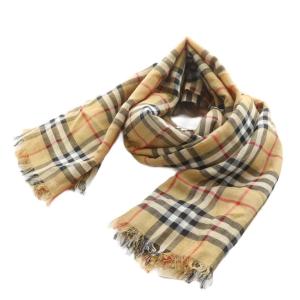 ノバチェック ストール ウール シルク混 ブラウン