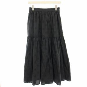 ドットギャザーティアードスカート フレアスカート ロング ミモレ 水玉 36 紺 ネイビー 20060938107110