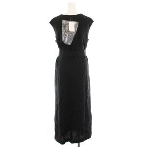 Plage 23SS Linen ノースリーブワンピース ロング フレア リネン 36 黒 23-040-922-3080-2-0