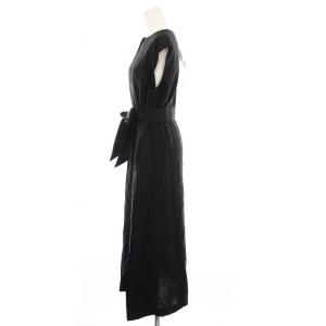 Plage 23SS Linen ノースリーブワンピース ロング フレア リネン 36 黒 23-040-922-3080-2-0