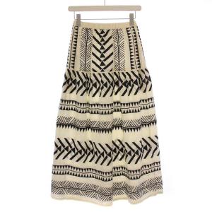 L'Appartement 21SS Embroidery Skirt フレアスカート ロング丈 刺繍 総柄 34 アイボリー 黒