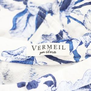 VERMEIL par iena 22SS カラートワルドジュイロングスカート フレアスカート 花柄 38 青 ブルー 白 ホワイト 22060938101010