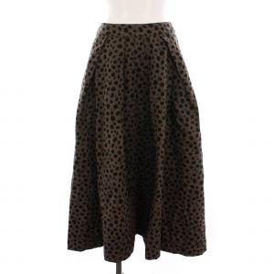 レオパード プリントタックフレアスカート ロング 38 黒 ブラウン 19-060-938-1060-1-0