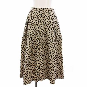 レオパード プリントタックフレアスカート ロング 36 ベージュ 黒 19-060-938-1060-1-0