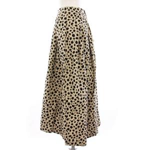 VERMEIL par iena レオパード プリントタックフレアスカート ロング 36 ベージュ 黒 19-060-938-1060-1-0