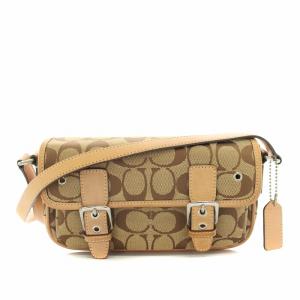 ショルダーバッグ クロスボディ シグネチャー キャンバス レザー 茶 ブラウン 6844 /YT