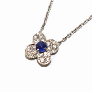 トレフルネックレス ダイヤモンド 0.32ct サファイア 0.30ct 750 K18WG