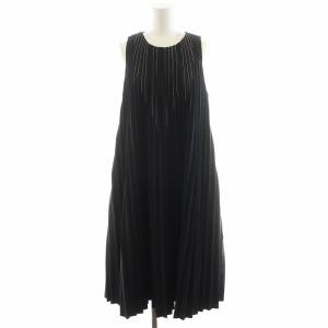 ワンピース ノースリーブ プリーツ モニーレ装飾 M ブラック