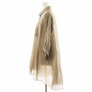 BRUNELLO CUCINELLI ブラウス 7分袖 ストライプ柄 モニーレ装飾 コットン シルク混 S ブラウン