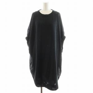 ニット ドルマンスリーブ リネン シルク混 M ブラック