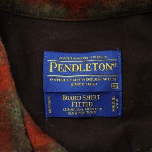 PENDLETON BOARD SHIRT FITTED ネルシャツ 長袖 チェック柄 ウール XS 赤 レッド 緑 グリーン
