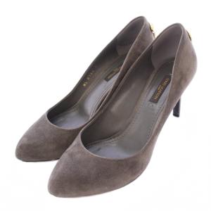 パンプス ポインテッドトゥ ハイヒール スエード 南京錠 装飾 36 グレー /BB