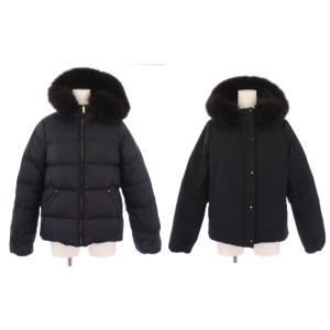 リバーシブル ダウンジャケット ジップアップ ファー フード 38 黒 3525-105-0779 /BM