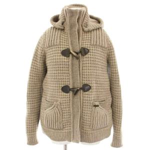 ニットダッフルダウンコート ナイロン切替 ショート トグルボタン S ベージュ B41126 /HN