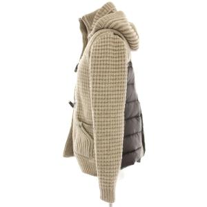 Bark ニットダッフルダウンコート ナイロン切替 ショート トグルボタン S ベージュ B41126 /HN