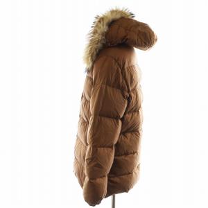 MONCLER ダウンジャケット フード ファー ナイロン アウター 00 茶 ブラウン 49353 97 68959