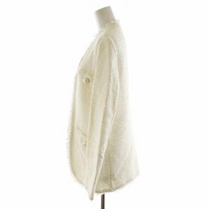 Ermanno Scervino ノーカラージャケット ツイード パールボタン 40 白 ホワイト 44TCP07 /AN31