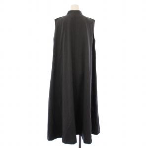 mizuiro ind mizuiroind フレアワンピース ミモレ ロング ノースリーブ スキッパー 無地 ウール F グレー /BB