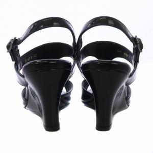 DIANA サンダル ウェッジソール ストラップ ビジュー装飾 エナメル 22 EE 黒 56673 /BM