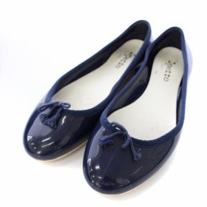 サンドリヨン Cendrillon バレエシューズ フラットシューズ エナメル 40 紺 V1790VLR