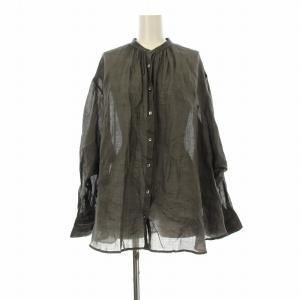 ラミーギャザーシャツ ブラウス 長袖 リネン グレー 23050912401020 /OR