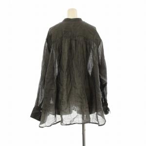 SLOBE IENA ラミーギャザーシャツ ブラウス 長袖 リネン グレー 23050912401020 /OR