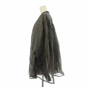 SLOBE IENA ラミーギャザーシャツ ブラウス 長袖 リネン グレー 23050912401020 /OR
