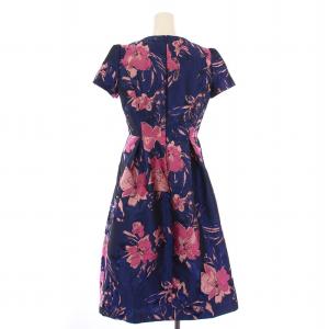 M'S GRACY 25SS フレアワンピース 花柄 38 ネイビー ピンク