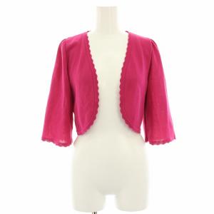 ニットカーディガン ボレロ スカラップ ショート丈 七分袖 38 ピンク TZ-918315 /HN