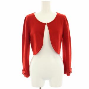 ニットカーディガン ボレロ ウール ショート丈 長袖 裾リボン 38 赤 レッド TZ-628572 /HN