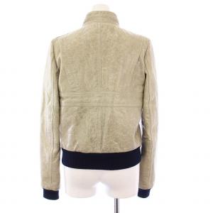 BALENCIAGA ラムレザージャケット 革ジャン アウター リブニット 36 カーキ 172969 /KH