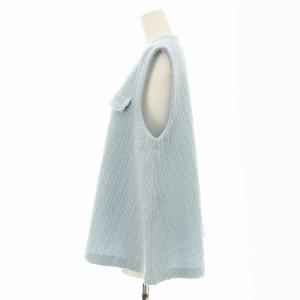 BALLSEY 24AW ソフトシャイニーブークレー Aラインプルオーバー ベスト ニット Vネック S 水色 11-02-44-02005