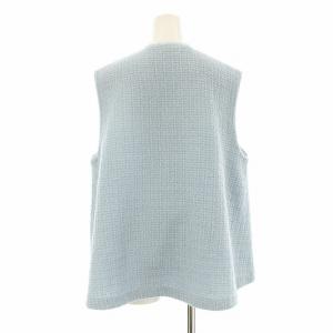 BALLSEY 24AW ソフトシャイニーブークレー Aラインプルオーバー ベスト ニット Vネック S 水色 11-02-44-02005
