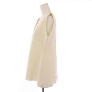 BALLSEY 24SS ミラノリブノースリーブプルオーバー ベスト クルーネック ペプラム ストレッチ 無地 S アイボリー