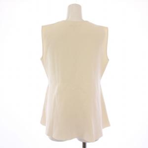 BALLSEY 24SS ミラノリブノースリーブプルオーバー ベスト クルーネック ペプラム ストレッチ 無地 S アイボリー