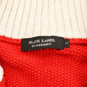 BURBERRY BLACK LABEL カーディガン ハイネック ロゴ刺繍 3 赤 レッド D1N15-814-15 /AN35