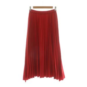 タグ付き ツイルプリーツスカート フレア ロング 36 レッド 17421199 /NQ