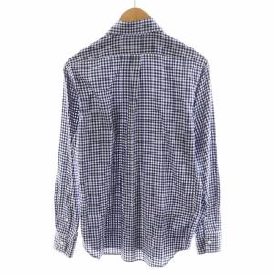 Psycho Bunny シャツ 長袖 チェック柄 ロゴ刺繍 L 紺 ネイビー 白 ホワイト /AN27