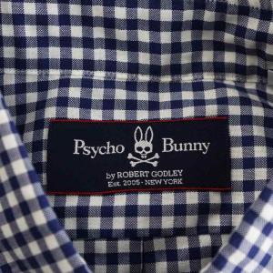 Psycho Bunny シャツ 長袖 チェック柄 ロゴ刺繍 L 紺 ネイビー 白 ホワイト /AN27