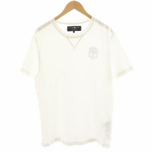 Tシャツ カットソー 半袖 ロゴ ラインストーン L 白 ホワイト /AN24