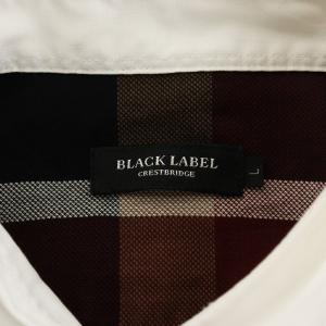 BLACK LABEL CRESTBRIDGE シャツ 長袖 チェック柄 切替 コットン L 白 ホワイト 茶 ブラウン 紺 ネイビー 赤 レッド 51M03-202-02