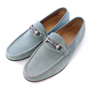 ローファー スリッポン ローヒール スエード ホースビット 41 青 ブルー /BB