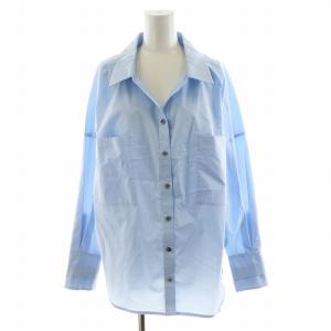 シャツ ブラウス 長袖 コットン 38 水色 ライトブルー 531-7110010 /AN33