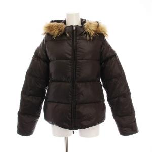 ADHARA ダウンジャケット ラクーンファー フード付き ジップアップ アウター 38 茶 /YM