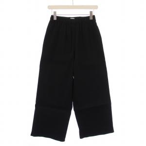 24SS コットンリネンストレッチイージーワイドパンツ ウエストゴム 無地 32 黒 ブラック 23044104207