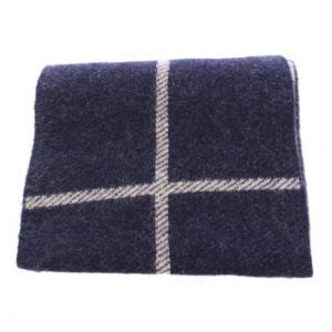 S Max Mara マフラー ストレッチ チェック柄 バイカラー 紺 ネイビー グレージュ /BB