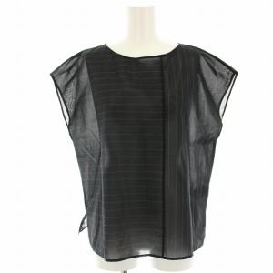 24AW ボイルコットンドロップショルダーTシャツ ブラウス シャツ プルオーバー シアー ボーダー フレンチスリーブ