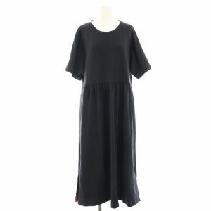 LEISURE ワンピース マキシ ロング 半袖 ギャザー M 紺 ネイビー /HN