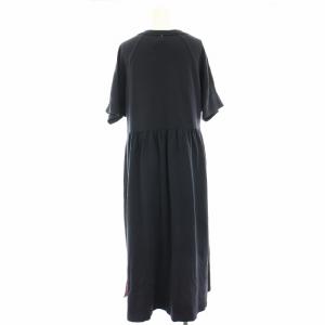 Max Mara LEISURE ワンピース マキシ ロング 半袖 ギャザー M 紺 ネイビー /HN