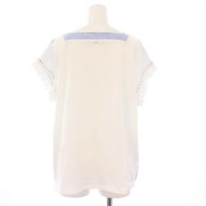 MAX MARA WEEKEND LINE ブラウス カットソー プルオーバー 半袖 刺繍 切替 M 青 白 594120816750 /KH